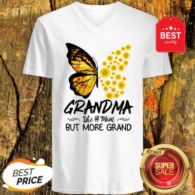 Butterfly And Sunflower Grandma Like A Mom But More Grand V-Neck