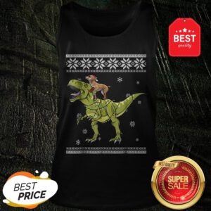 Beautiful Chihuahua Riding T Rex Dinosaur Christmas Light Xmas Tank Top
