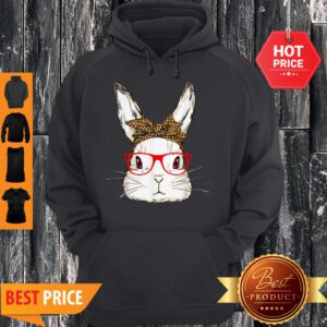 Cute Bunny Mom Leopard Bandana Sunglasses Easter Day Hoodie