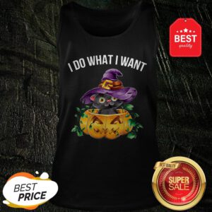 Official I Do What I Want Halloween Kitten Cat Witch Tank Top