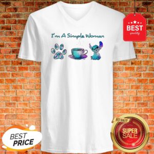 I’m A Simple Woman I Like Paw Dog Coffee And Stitch V-Neck