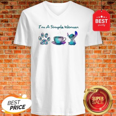 I’m A Simple Woman I Like Paw Dog Coffee And Stitch V-Neck