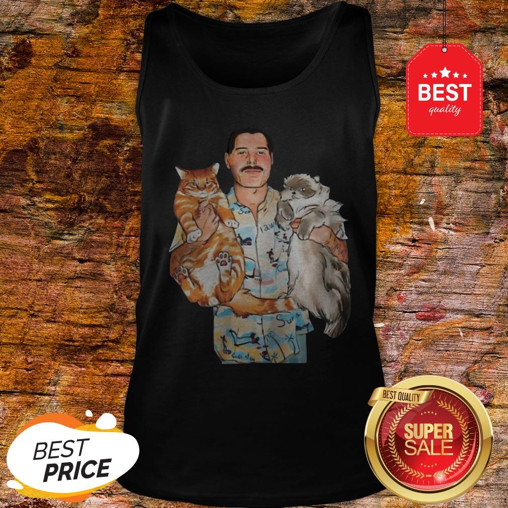 Official Freddie Mercury Hug Cats Tank Top Official Freddie Mercury Hug Cats Tank Top