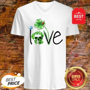 Official Love Skull Shamrock St Patricks Day V-Neck