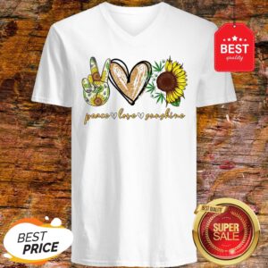 Official Peace Love Sunshine Weed Sunflower V-Neck