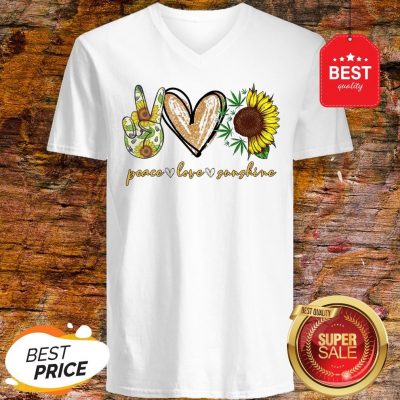 Official Peace Love Sunshine Weed Sunflower V-Neck