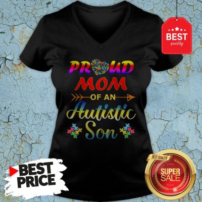 Autism Awareness Tee Proud Mom Autistic Son Funny Gifts V-Neck