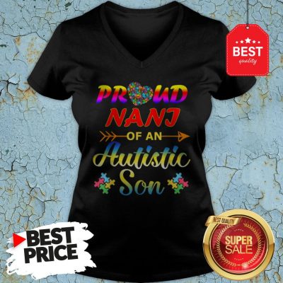 Autism Awareness Tee Proud Nani Autistic Son Funny Gifts V-Neck