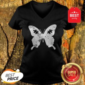 Butterflies Autism Awareness Puzzle Pieces Gift Ideas Mom V-Neck
