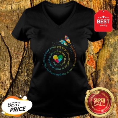 Butterfly Autism The Strongest People Autism Gift V-Neck
