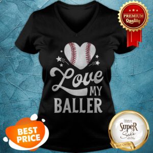 Mom Baseball Mother's Day Gift Mama I Love My Baller V-Neck