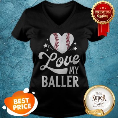 Mom Baseball Mother's Day Gift Mama I Love My Baller V-Neck