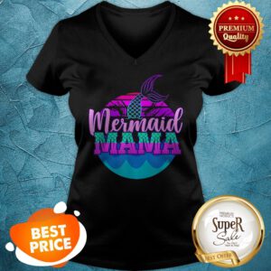 Official Mom Birthday Party Outfit Mommy Girl Mermaid Mama V-Neck