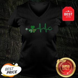 Irish Nurse Heartbeat Stethoscope St. Patricks Day Outfit V-Neck