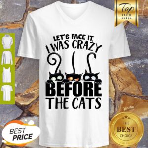 Black Cat Let’s Face It I Was Crazy Before The Cats V-Neck