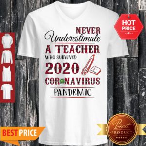 Never Underestimate A Teacher Who Survived 2020 Coronavirus Pandemic V-Neck
