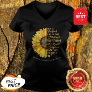 Borderline Personality Disorder Warrior Breast Cancer Sunflower V-Neck