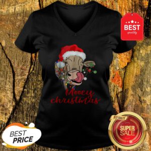 Nice Mooey Christmas Cow Heifer Farmer Xmas Gift Tee V-Neck