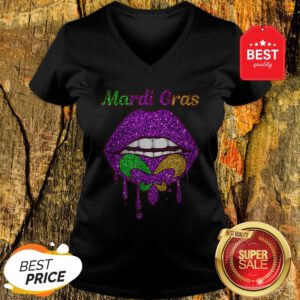Official Mardi Gras Lip Biting V-Neck