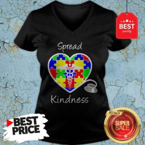 Autism Awareness Spread Kindness Nurse Heart Stethoscope V-Neck