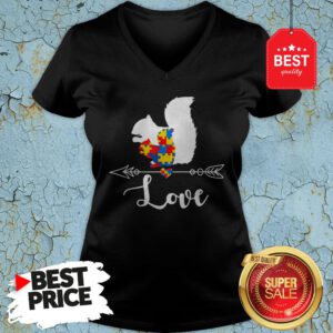 Autism Awareness Squirrel Hearts Love Gifts V-Neck