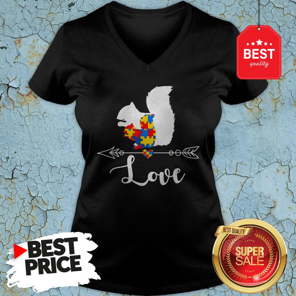 Autism Awareness Squirrel Hearts Love Gifts V-Neck Autism Awareness Squirrel Hearts Love Gifts V-Neck