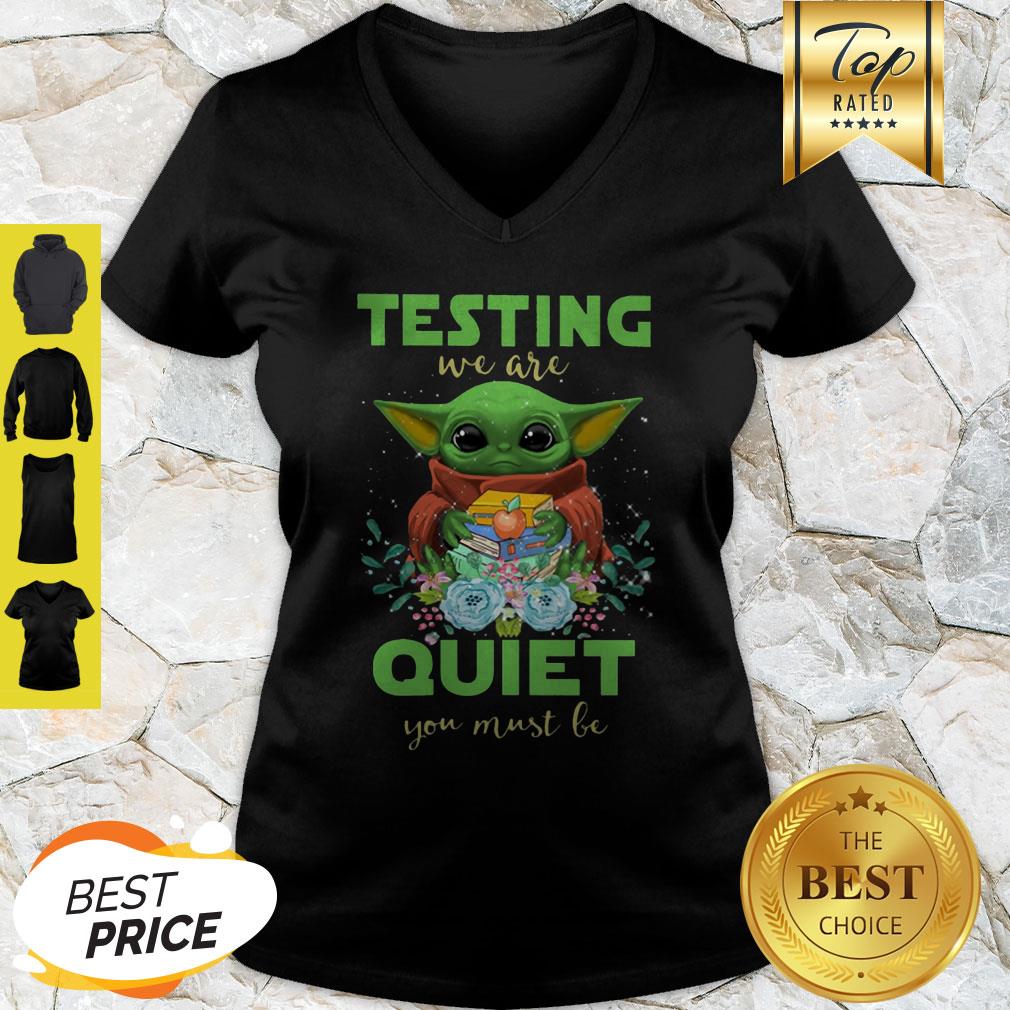 Baby Yoda Hug Book Testing We Are Quiet You Must Be Star Wars V-Neck Baby Yoda Hug Book Testing We Are Quiet You Must Be Star Wars V-Neck