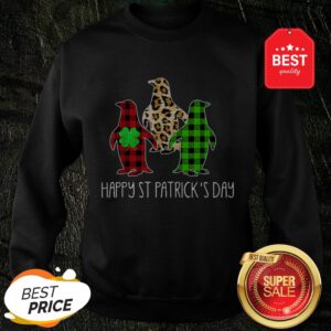Beautiful Leopard Buffalo Plaid Penguin St Patrick’s Day Sweatshirt
