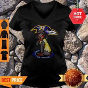 Official Dachshund Baltimore Ravens Tattoo V-Neck