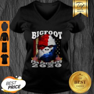 Bigfoot For President 2020 American Flag V-Neck