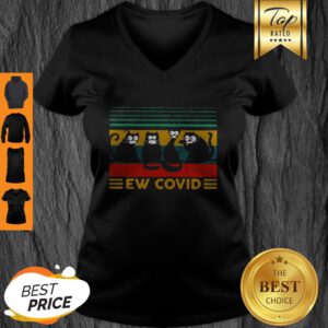 Official Black Cat Ew Covid Vintage Coronavirus V-Neck