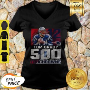 12 Tom Brady New England Patriots 500 Career Passing Touchdowns V-Neck