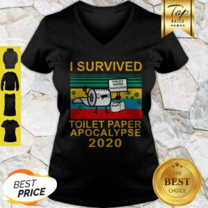 I Survived Toilet Paper Apocalypse Toilet Paper Panic 2020 Vintage V-Neck