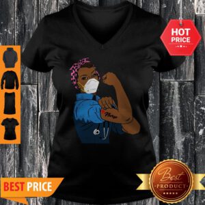 Black Strong Woman Mask Nurse Coronavirus V-Neck