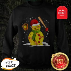 Official Hot Softball Snowman Christmas Sweatshirt