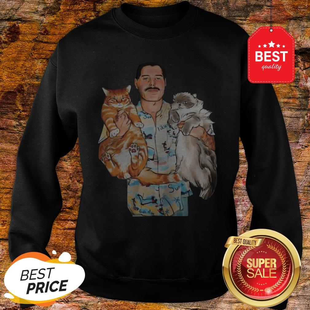 Official Freddie Mercury Hug Cats Sweatshirt Official Freddie Mercury Hug Cats Sweatshirt