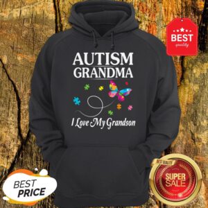 Butterfly Autism Grandma I Love My Grandson Awareness Hoodie