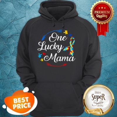 Nice Funny Autism Mom One Lucky Mama Autism Awareness Costume Hoodie
