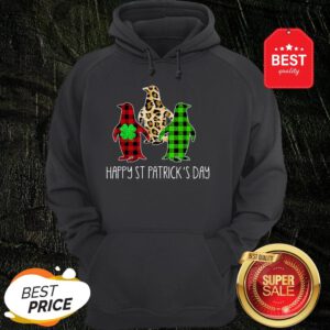 Beautiful Leopard Buffalo Plaid Penguin St Patrick’s Day Hoodie