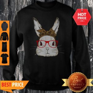 Cute Bunny Mom Leopard Bandana Sunglasses Easter Day Sweatshirt
