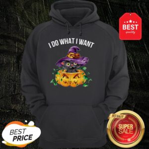 Official I Do What I Want Halloween Kitten Cat Witch Hoodie