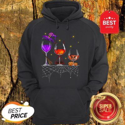Funny Wine Glass Of Witchcraft Halloween Vintage Hoodie