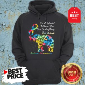 Autism Awareness Sunflower Elephant In A World Where You Can Be Anything Be Kind Hoodie
