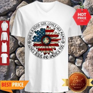 Original Patriotic Girl Loves Her Mama Jesus & America Daisy V-neck