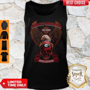 Nice Skull Georgia Bulldogs Motor Harley Davidson Cycles Tank Top