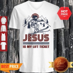 Official Jesus Is My Lift Ticket Skiing V-Neck