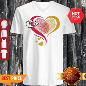 Official Kansa City Chief Heart Fingerprint V-Neck