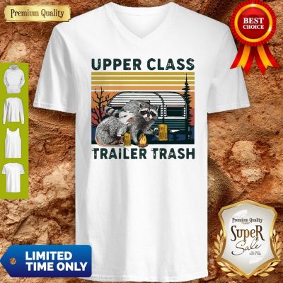 Vintage Raccoons And Opossums Upper Class Trailer Trash V-Neck