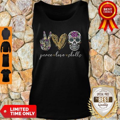 Official Peace Love And Skulls Diamond Tank Top