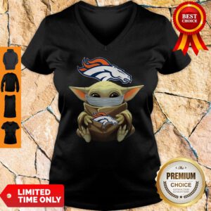 Official Baby Yoda Face Mask Denver Broncos Tee V-Neck